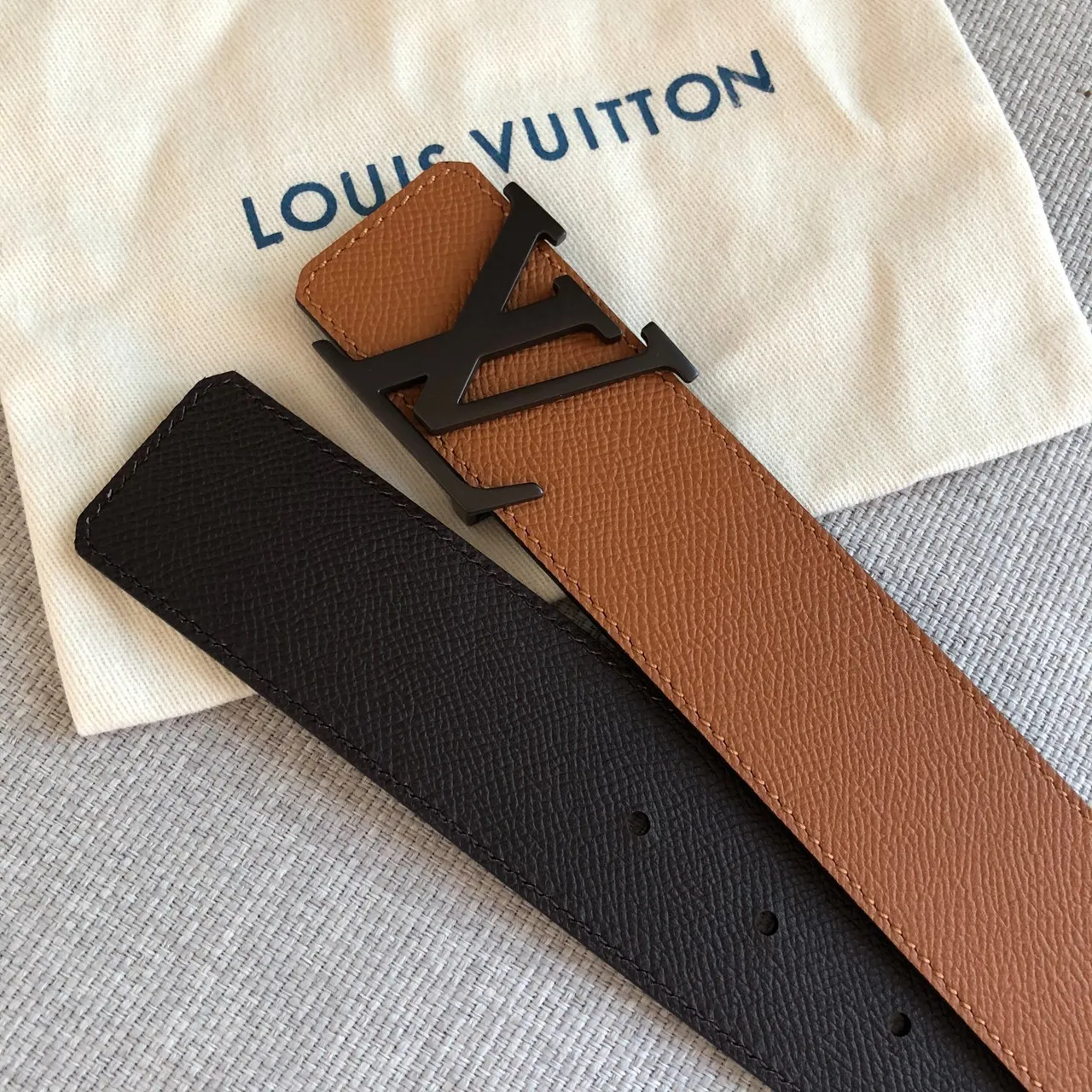 Louis Vuitton Reversible Black Tan Leather Belt 2