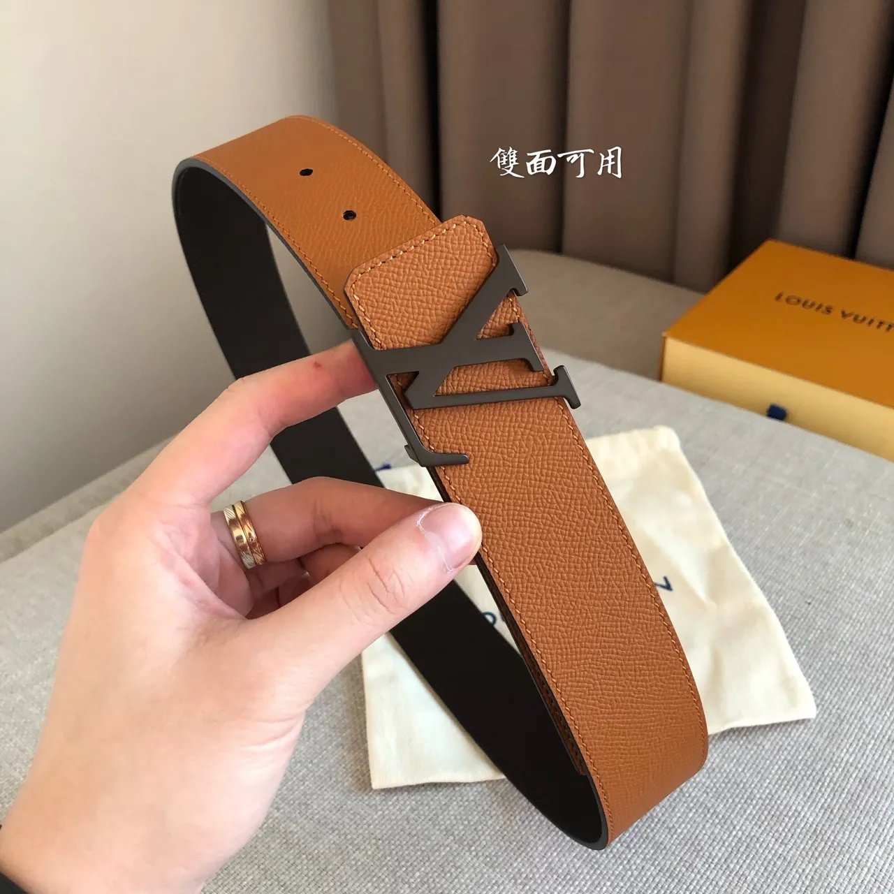 Louis Vuitton Reversible Black Tan Leather Belt 5
