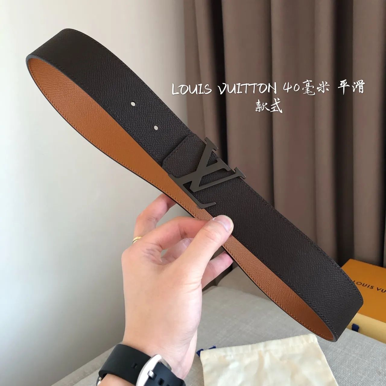 Louis Vuitton Reversible Black Tan Leather Belt 7