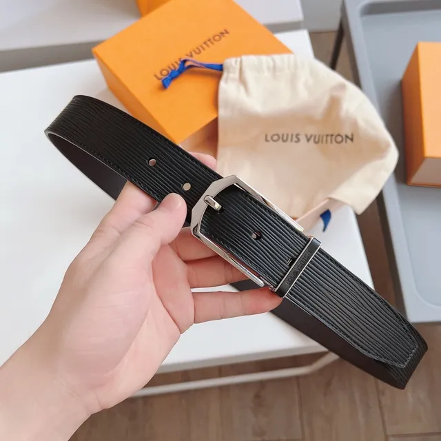 Louis Vuitton Reversible Epi Black Silver Ribbed Leather Belt 8