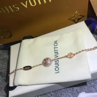 Louis Vuitton Rose Gold-Tone Pavé Sphere LV Monogram Bracelet
