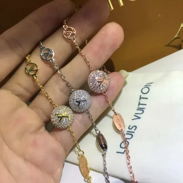 Louis Vuitton Rose Gold-Tone Pavé Sphere LV Monogram Bracelet 2