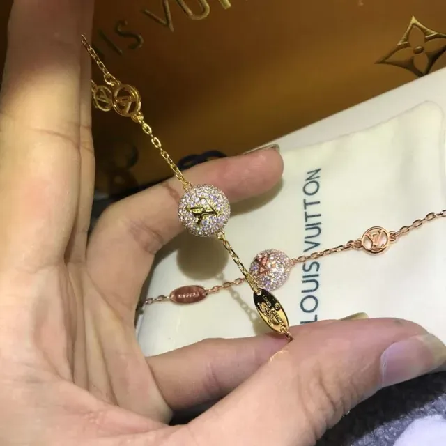 Louis Vuitton Rose Gold-Tone Pavé Sphere LV Monogram Bracelet 3