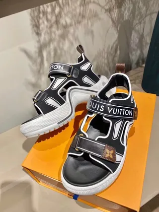 Louis Vuitton Run Away Black and White Gladiator Sandals 6