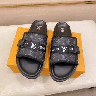 Louis Vuitton Run Away Monogram Black Slippers
