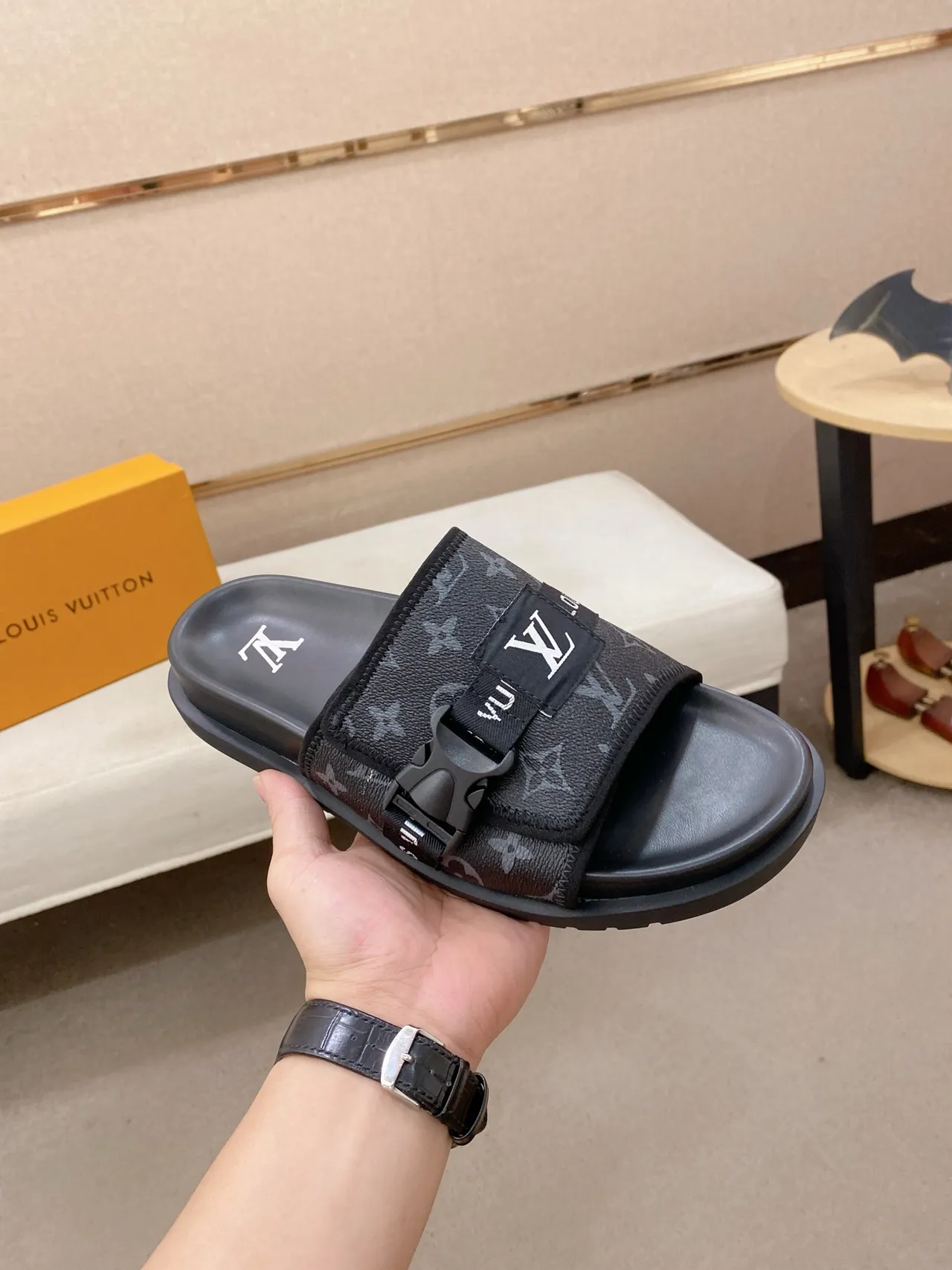 Louis Vuitton Run Away Monogram Black Slippers 3