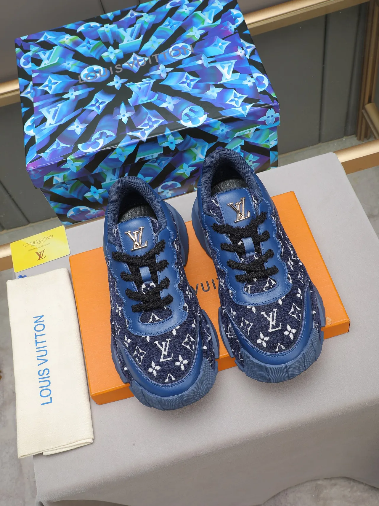 Louis Vuitton Run Away Navy Monogram Chunky Sneakers 2