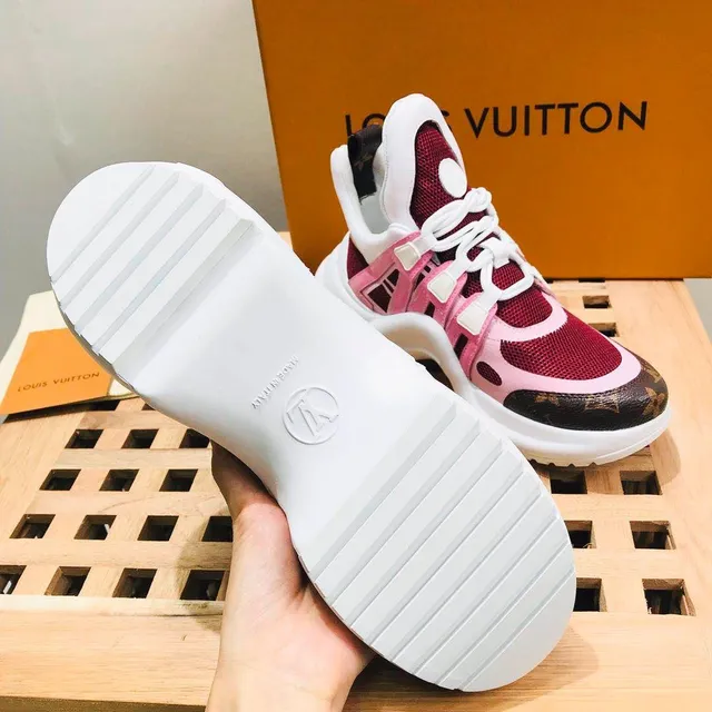 Louis Vuitton Run Away Pink Burgundy Monogram Chunky Sneakers 2