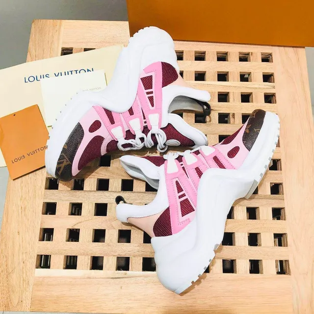 Louis Vuitton Run Away Pink Burgundy Monogram Chunky Sneakers 3