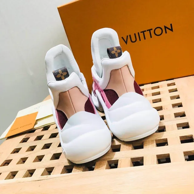 Louis Vuitton Run Away Pink Burgundy Monogram Chunky Sneakers 4
