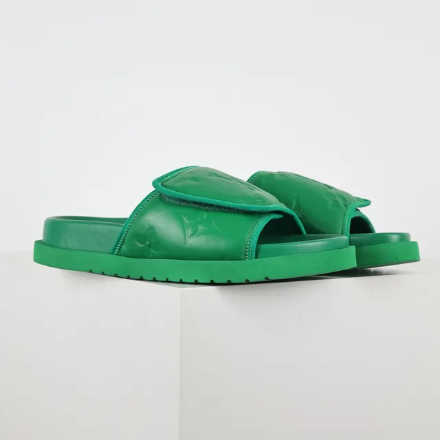Louis Vuitton Run Away Slide সবুজ Monogram চামড়ার স্লিপার 3