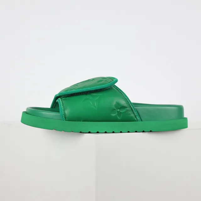 Louis Vuitton Run Away Slide সবুজ Monogram চামড়ার স্লিপার 9