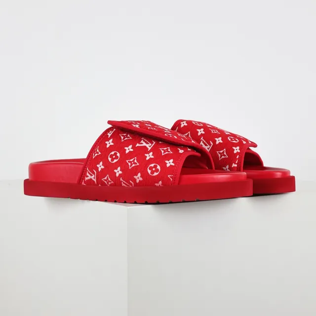 Louis Vuitton Run Away Slide Red Monogram Slippers 3