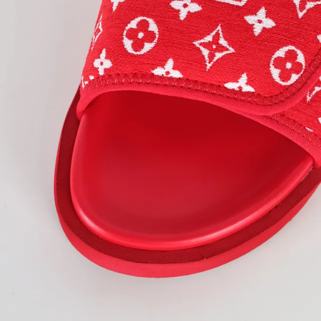 Louis Vuitton Run Away Slide Red Monogram Slippers 5