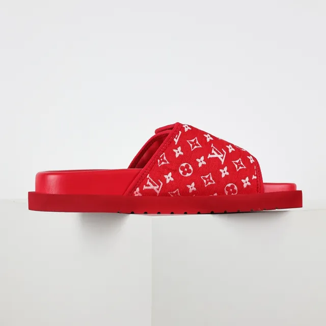Louis Vuitton Run Away Slide Red Monogram Slippers 7