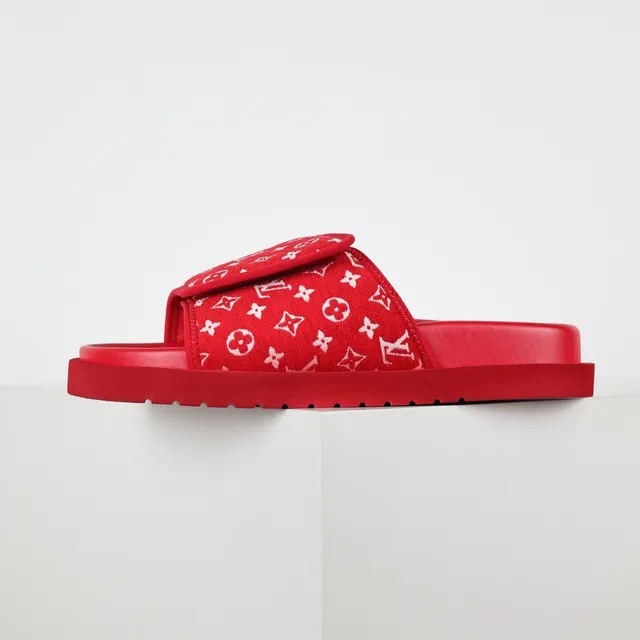 Louis Vuitton Run Away Slide Red Monogram Slippers 9