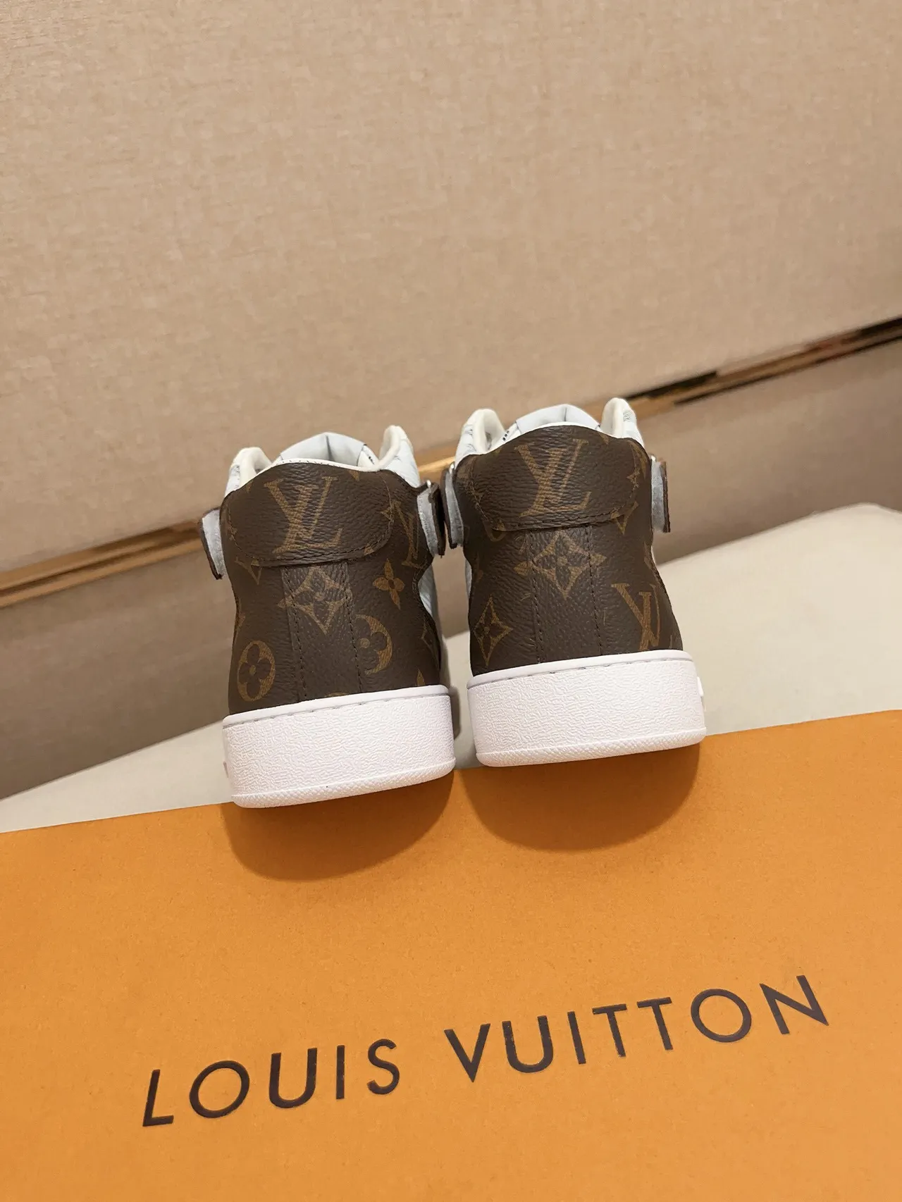 Louis Vuitton Run Away White Brown High-Top Monogram-Printed Mesh Lifestyle Sneakers 8