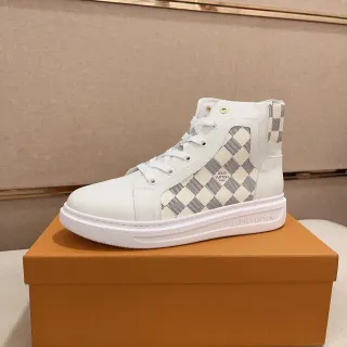 Louis Vuitton Run Away Blancas Damier Check High-Top Lifestyle Sneakers