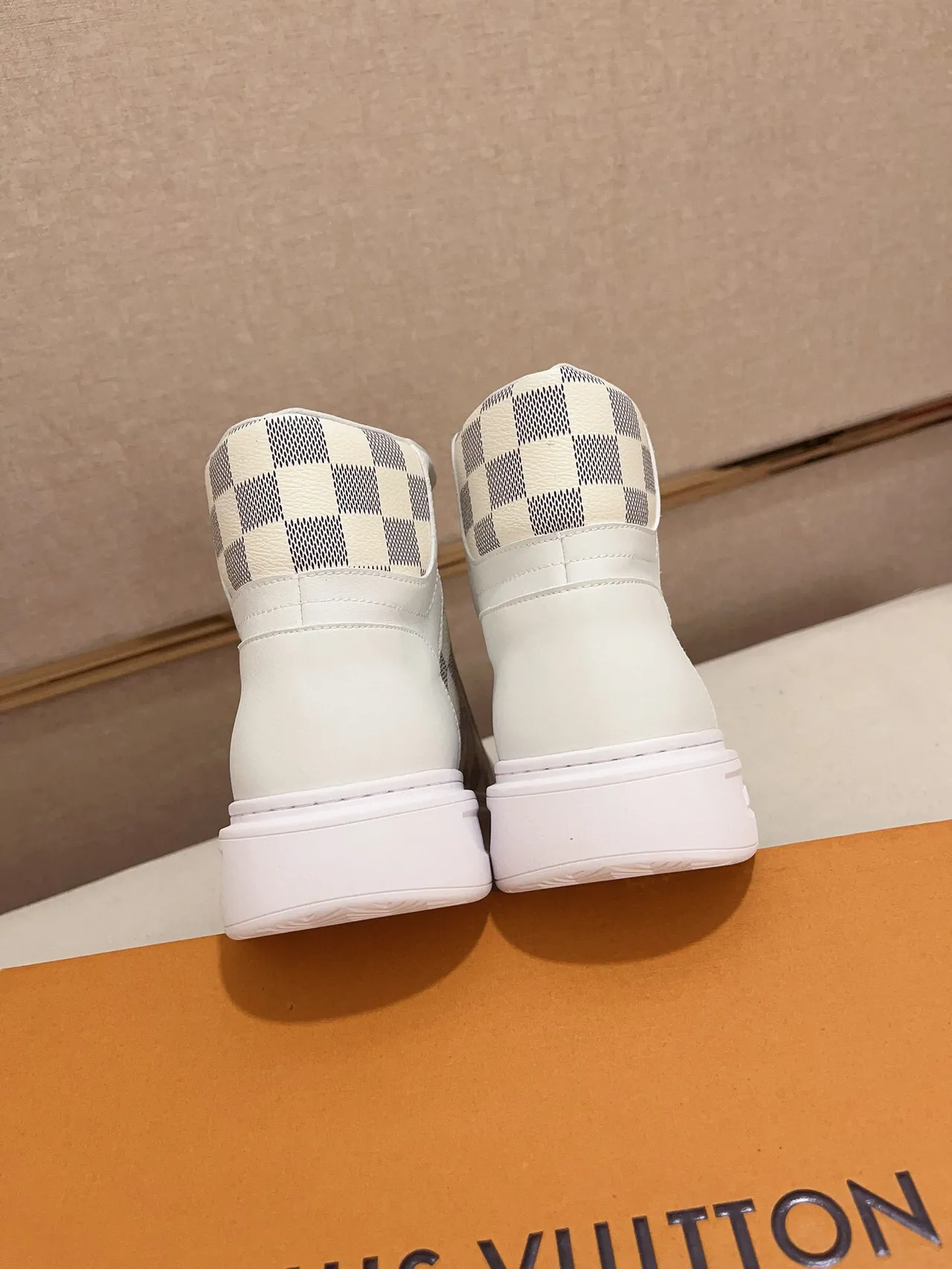 Louis Vuitton Run Away White Damier Check High-Top Lifestyle Sneakers 8
