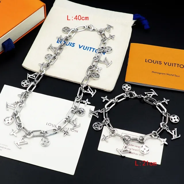 Louis Vuitton Silver Chunky Link Chain Dangling Monogram Charms Necklace 2