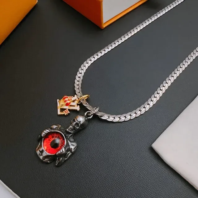 Louis Vuitton Skull and Red Eye Charm Necklace 3