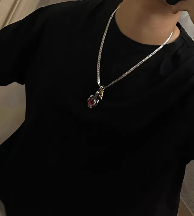 Louis Vuitton Skull and Red Eye Charm Necklace 4
