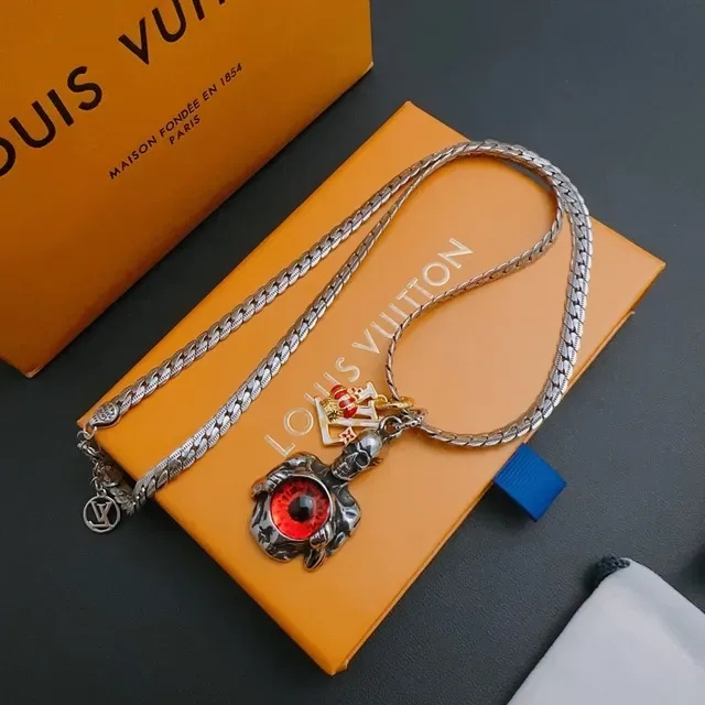Louis Vuitton Skull and Red Eye Charm Necklace 5