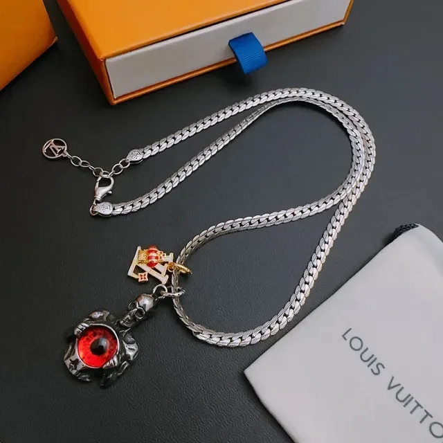 Louis Vuitton Skull and Red Eye Charm Necklace 9