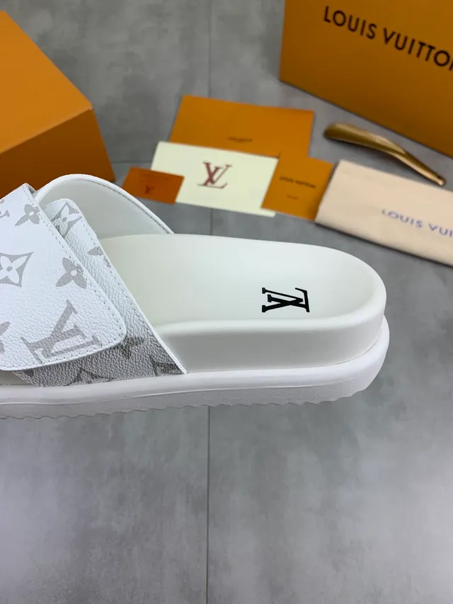 Louis Vuitton Slide Monogram Canvas Cross-Strap Platform Slippers 5