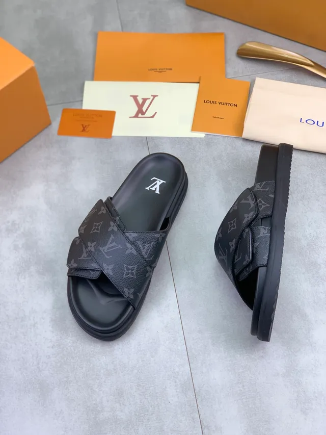 Louis Vuitton Slide Monogram Canvas Cross-Strap Platform Slippers 6
