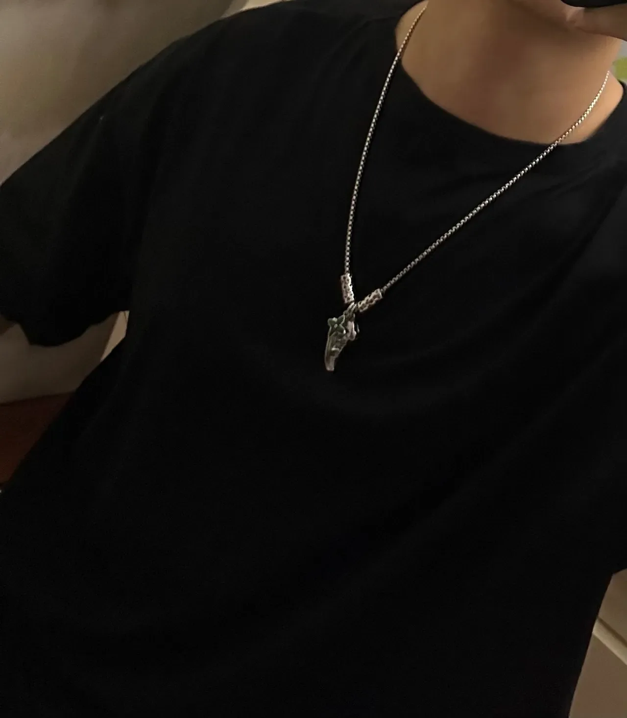 Louis Vuitton Sneaker Pendant Silver-Tone Chain Necklace 2