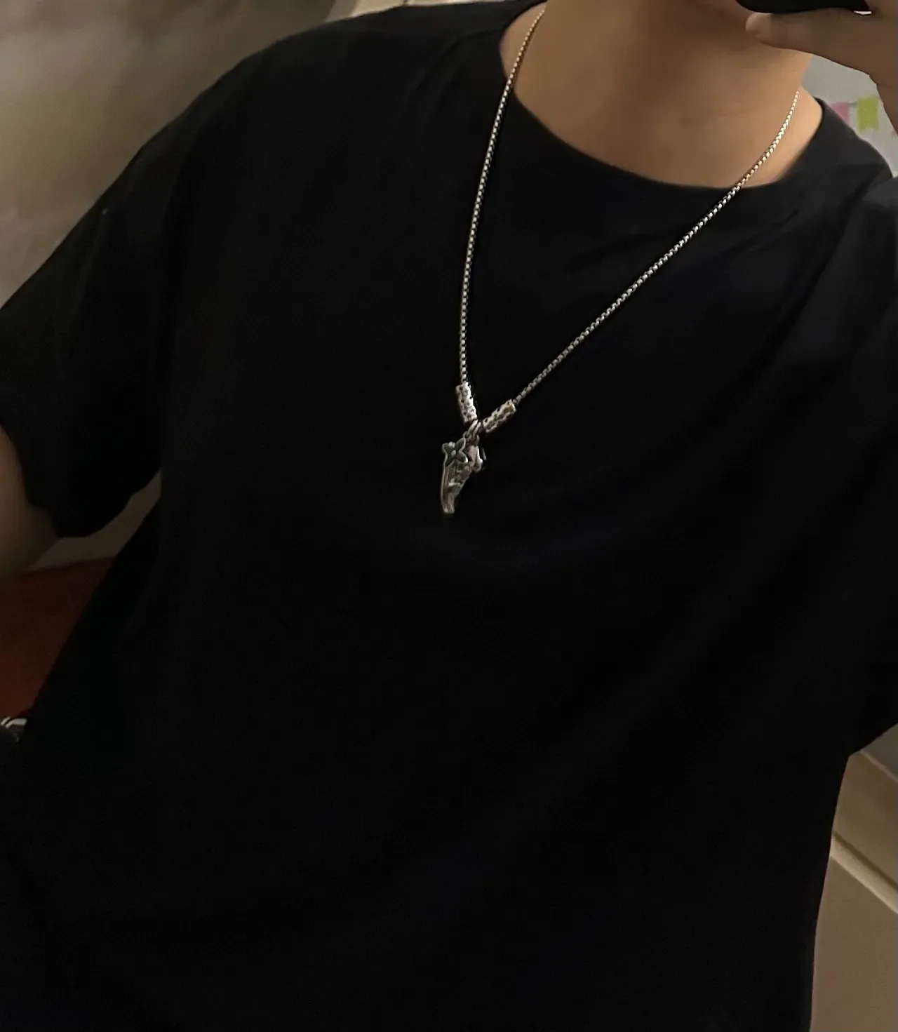 Louis Vuitton Sneaker Pendant Silver-Tone Chain Necklace 4