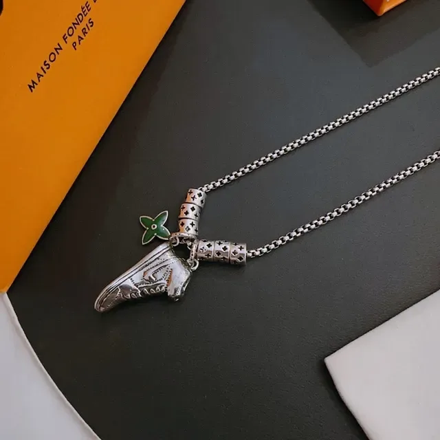 Louis Vuitton Sneaker Pendant Silver-Tone Chain Necklace 5