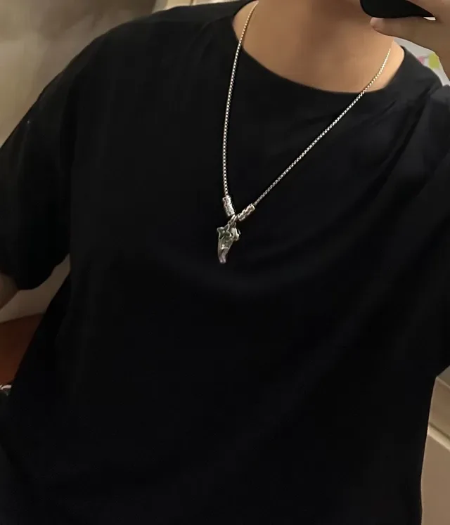 Louis Vuitton Sneaker Pendant Silver-Tone Chain Necklace 7