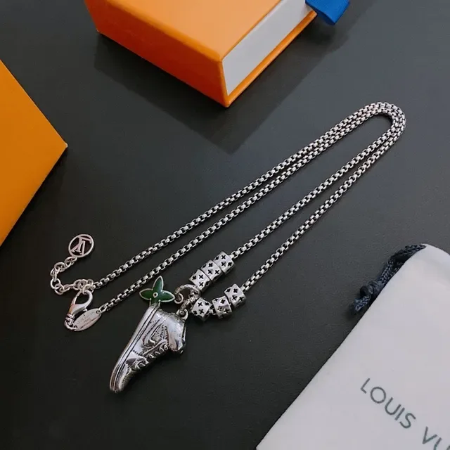 Louis Vuitton Sneaker Pendant Silver-Tone Chain Necklace 8