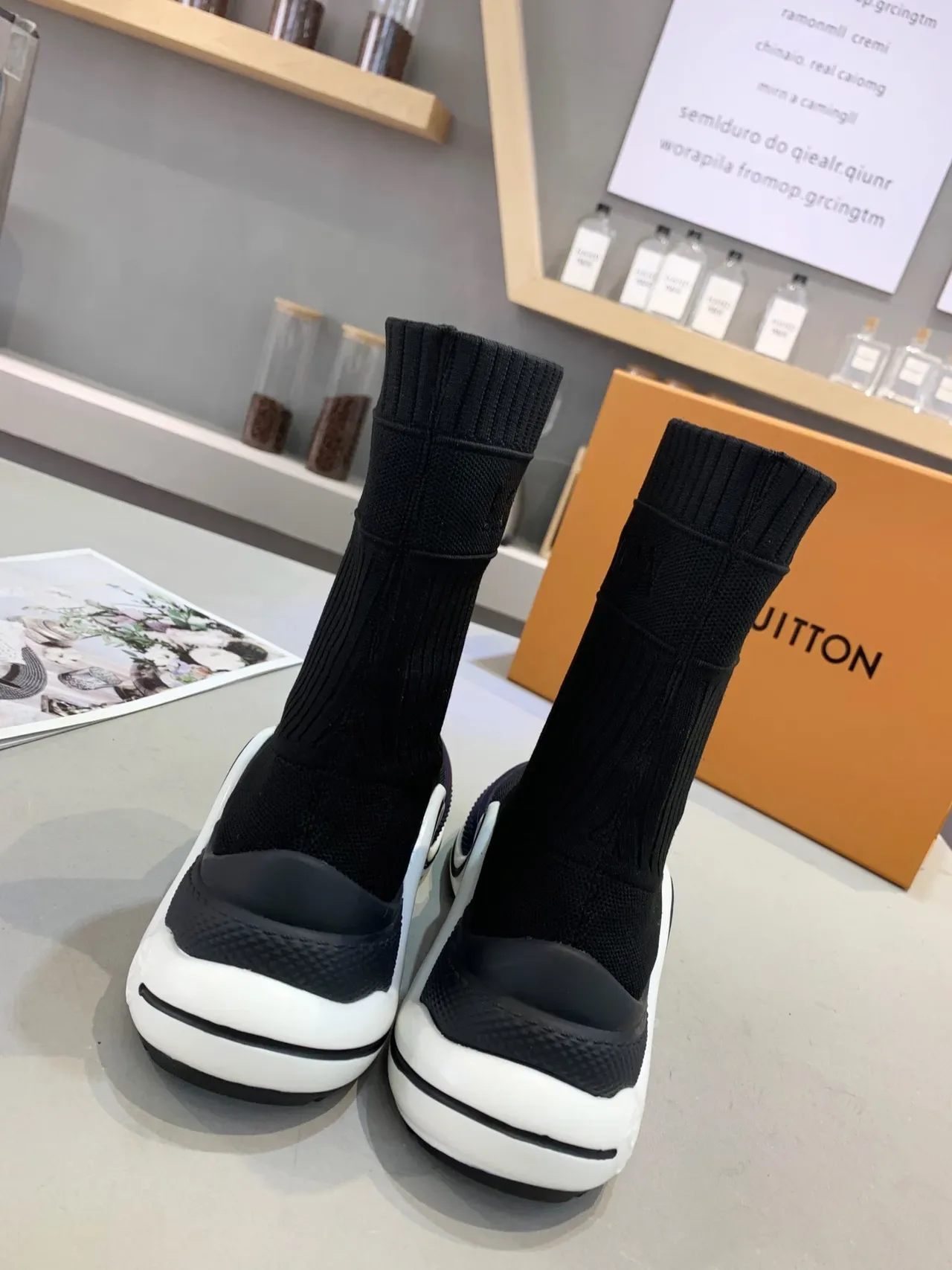 Louis Vuitton Speed Trainer Black White Navy Lifestyle Sneakers 5