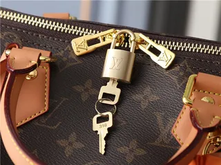 Louis Vuitton Speedy 25 Monogram Canvas Tan Leather Boston Bag 15