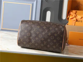 Louis Vuitton Speedy 25 Monogram Canvas Tan Leather Boston Bag 16