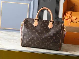Louis Vuitton Speedy 25 Monogram Canvas Tan Leather Boston Bag 17