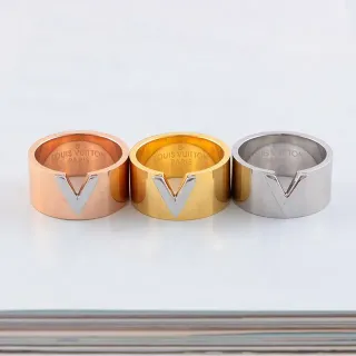 Louis Vuitton V Ring Rose Gold Yellow Gold Silver Tone Rings