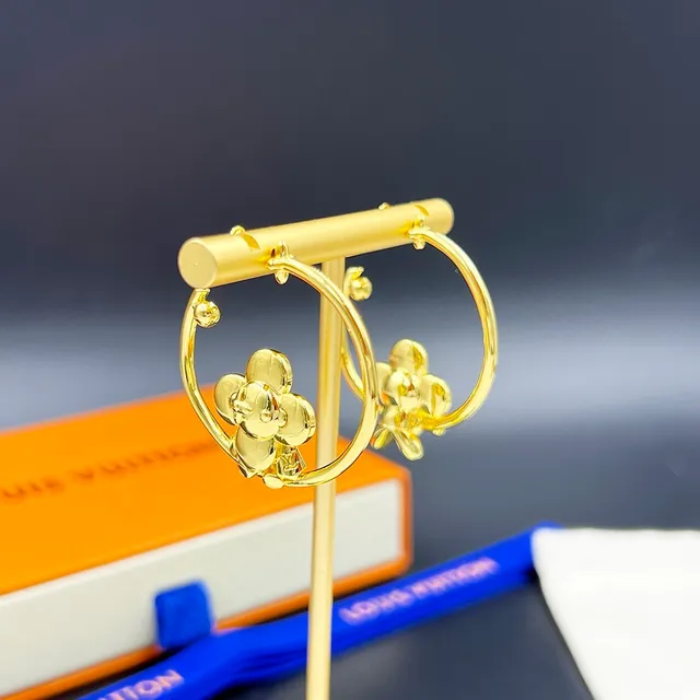 Louis Vuitton Vivienne Gymnast Gold-Tone Floral Hoop Earrings 5