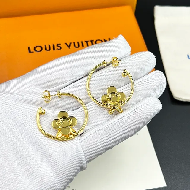 Louis Vuitton Vivienne Gymnast Gold-Tone Floral Hoop Earrings 6