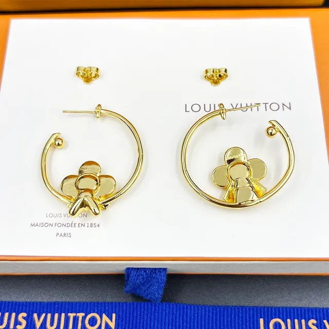 Louis Vuitton Vivienne Gymnast Gold-Tone Floral Hoop Earrings 8