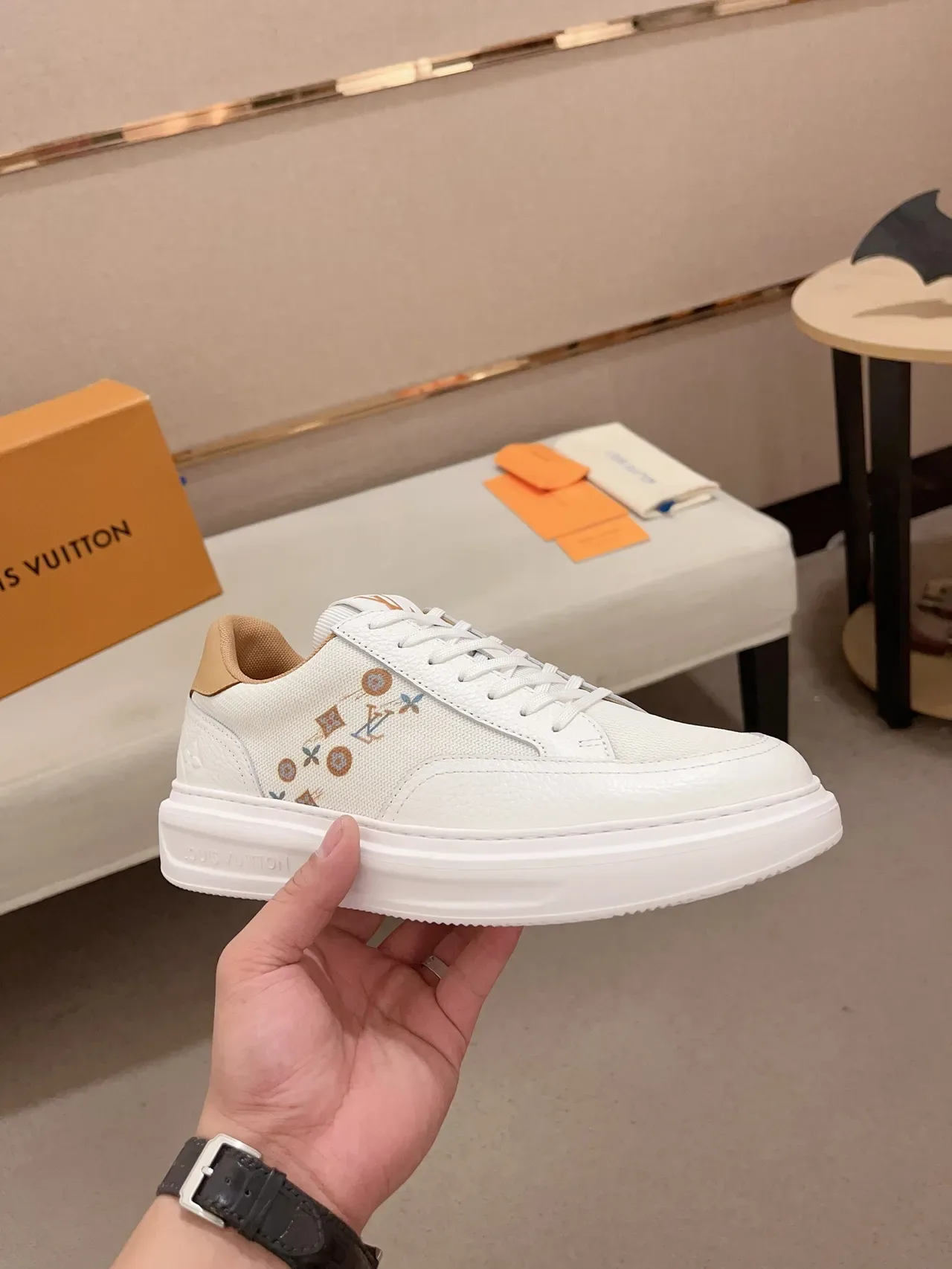 Louis Vuitton 白色米色低帮平台底休闲运动鞋 5