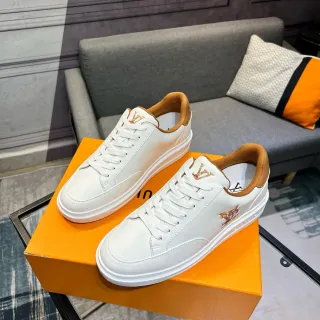 Louis Vuitton Zapatillas Lifestyle Blancas Marrones de Cuero Low-Top