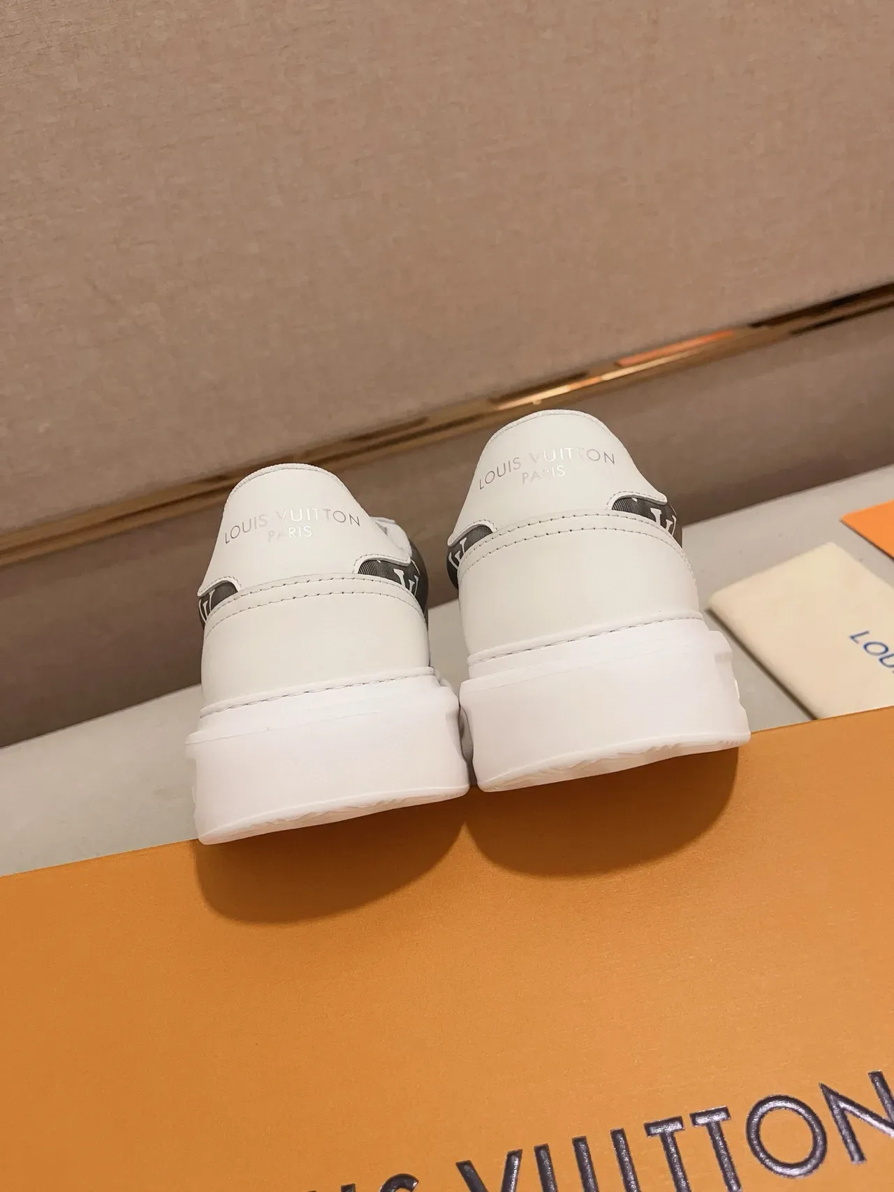 Louis Vuitton White Gray Low-Top Monogrammed Panel Lifestyle Sneakers 4