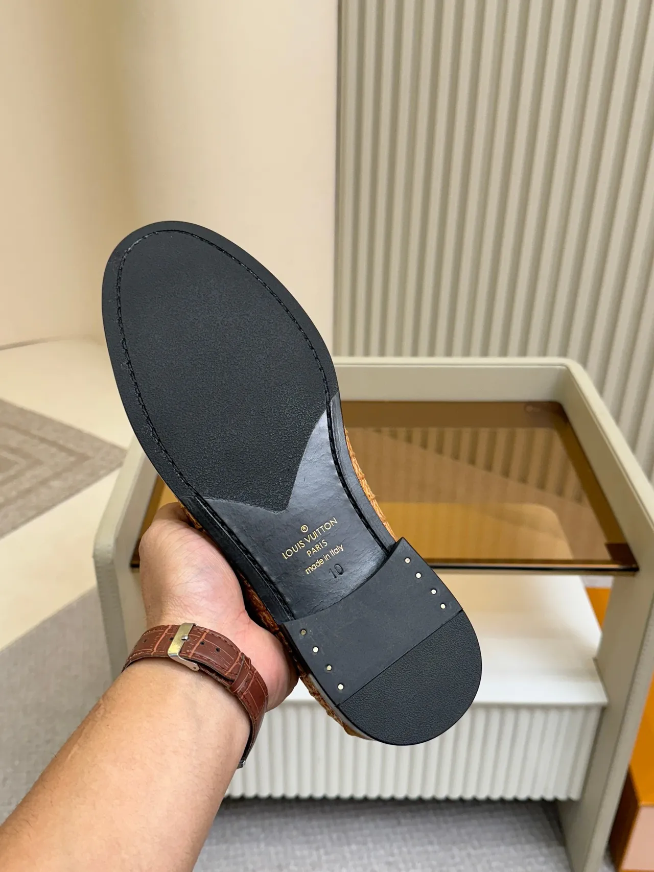 Louis Vuitton Woven Loafer Beige Black Raffia Upper Suede Strap Loafer 2