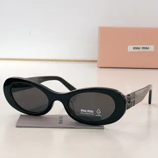 Miu Miu أسود رمادي بيضاوي سيلهوت لامع أسيتات نظارات شمسية