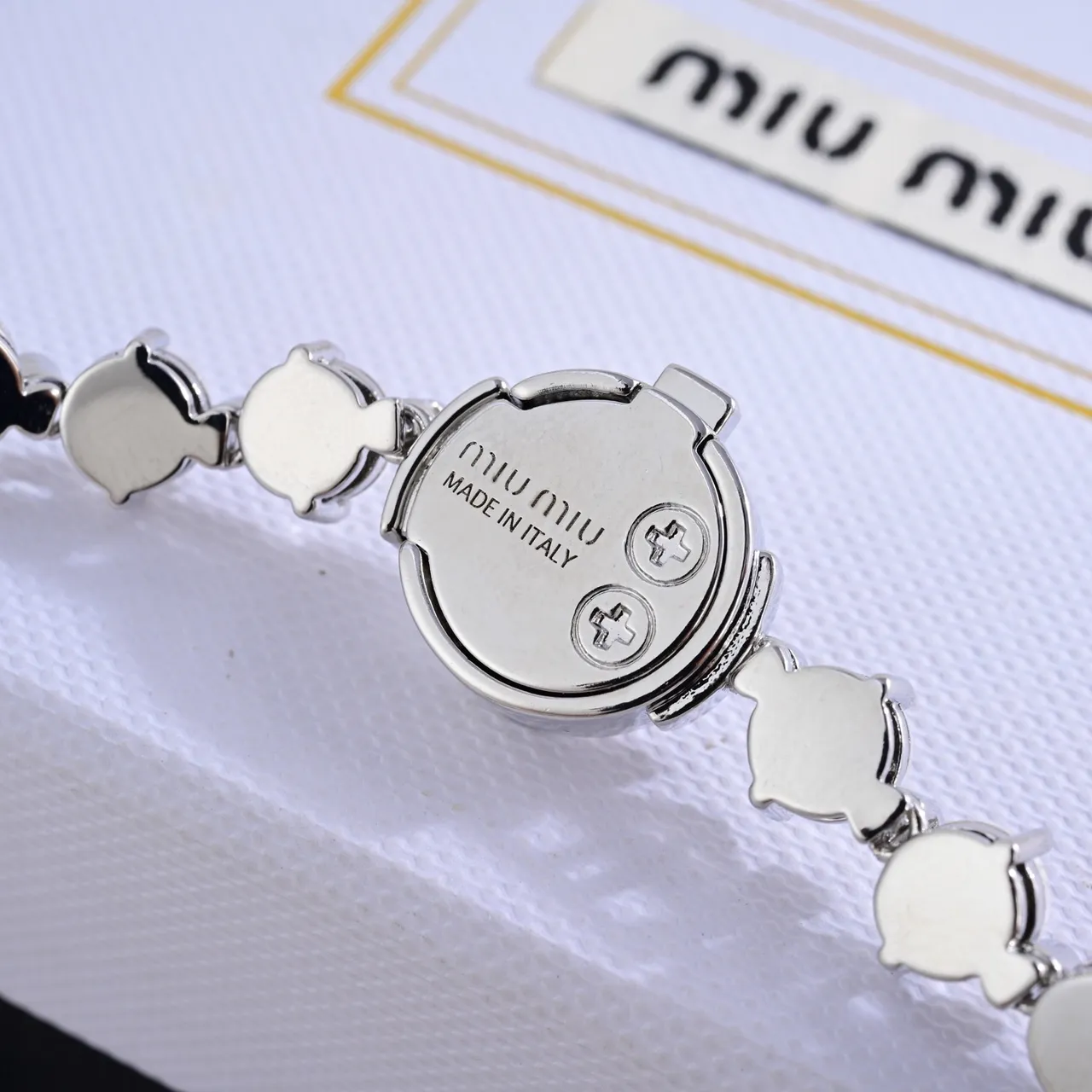 Miu Miu Crystal Logo Clasp Bracelet 2