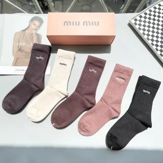 Miu Miu Embroidered Logo Crew Socks
